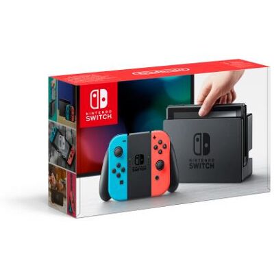Zwarte Nintendo Switch Console met Joy-Con Straight rood Neon Controllers en Joy-Con Left blauw Neon Zwarte Nintendo Switch Console met Joy-Con Straight rood Neon Controllers en Joy-Con Left blauw Neon
