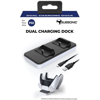 Subsonic oplaadbasis voor 2 PS5 controllers Wit en Zwart Subsonic oplaadbasis voor 2 PS5 controllers Wit en Zwart