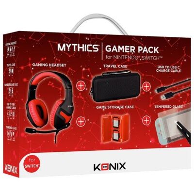 Konix Nintendo Switch Gaming Pack Headset + Draagtas + 4 spelcassettes + USB-kabel + Schermbeveiliging Konix Nintendo Switch Gaming Pack Headset + Draagtas + 4 spelcassettes + USB-kabel + Schermbeveiliging
