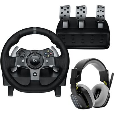 Logitech G920 Driving Force Racing Wheel en voet Controller Pack voor PC / Mac / Xbox One / Xbox-serie X / S Zwart + Astro A10 V2 Gen 1 Gaming Headset Wit Logitech G920 Driving Force Racing Wheel en voet Controller Pack voor PC / Mac / Xbox One / Xbox-serie X / S Zwart + Astro A10 V2 Gen 1 Gaming Headset Wit