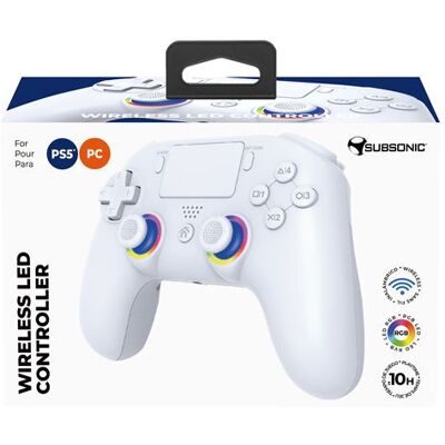 Draadloze Controller Subsonic Sa5716-2 Wit Ps5 En Pc Draadloze Controller Subsonic Sa5716-2 Wit Ps5 En Pc