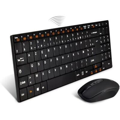 Suza Advance Combo - Toetsenbord en muis set - draadloos - 2.4 GHz - AZERTY - Frans - zwart Suza Advance Combo - Toetsenbord en muis set - draadloos - 2.4 GHz - AZERTY - Frans - zwart