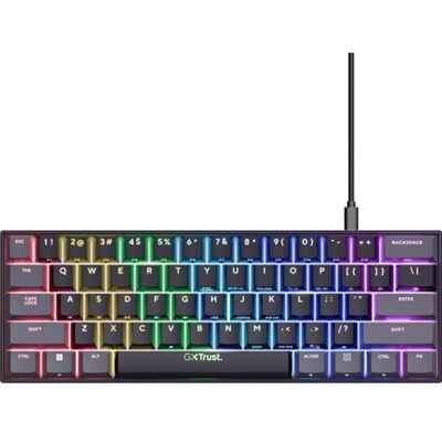 Trust Gxt 867 Acira - Toetsenbord - Mechanisch - 60% - Mini - Achtergrondverlichting - Usb - Azerty - Belgisch - Toetsschakelaar: Outemu Red - Zwart Trust Gxt 867 Acira - Toetsenbord - Mechanisch - 60% - Mini - Achtergrondverlichting - Usb - Azerty - Belgisch - Toetsschakelaar: Outemu Red - Zwart
