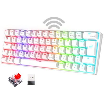 Spirit Of Gamer XPERT K200 Frans Azerty Draadloos Mechanisch Toetsenbord XPERT K200 Bluetooth Wit Spirit Of Gamer XPERT K200 Frans Azerty Draadloos Mechanisch Toetsenbord XPERT K200 Bluetooth Wit