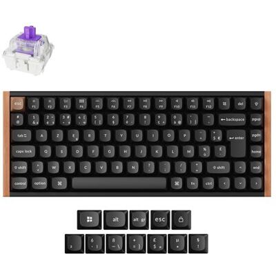 Keychron Bedraad en draadloos Mechanisch Gaming toetsenbord K2 HE Bluetooth Franse Azerty Zwart en Hout Keychron Bedraad en draadloos Mechanisch Gaming toetsenbord K2 HE Bluetooth Franse Azerty Zwart en Hout