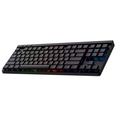 Logitech Draadloos Frans Azerty Gaming Toetsenbord G515 LIGHTSPEED TKL Mechanische lineaire contacten Rood Bluetooth Zwart Logitech Draadloos Frans Azerty Gaming Toetsenbord G515 LIGHTSPEED TKL Mechanische lineaire contacten Rood Bluetooth Zwart
