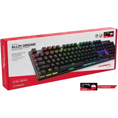 HyperX Alloy Origins - Toetsenbord - achterverlichting - USB - Frans - toetsschakelaar: HyperX Red HyperX Alloy Origins - Toetsenbord - achterverlichting - USB - Frans - toetsschakelaar: HyperX Red