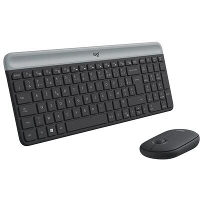 Logitech Slim Wireless Combo MK470 - Toetsenbord en muis set - draadloos - 2.4 GHz - Frans - grafiet Logitech Slim Wireless Combo MK470 - Toetsenbord en muis set - draadloos - 2.4 GHz - Frans - grafiet