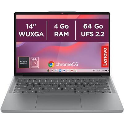 Lenovo Chromebook 14" Mediatek Kompanio 4 GB RAM 64 GB eMMC Zwart en Grijs - Franse Azerty Lenovo Chromebook 14" Mediatek Kompanio 4 GB RAM 64 GB eMMC Zwart en Grijs - Franse Azerty