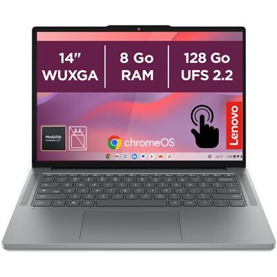 Lenovo Chromebook 14" Mediatek Kompanio 8 GB RAM 128 GB eMMC Zwart en Grijs - Franse Azerty Lenovo Chromebook 14" Mediatek Kompanio 8 GB RAM 128 GB eMMC Zwart en Grijs - Franse Azerty