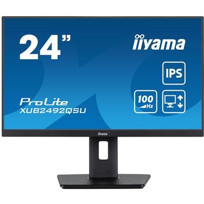 iiyama ProLite XUB2492QSU-B1 - LED-monitor - 24" - 2560 x 1440 WQHD @ 100 Hz - IPS - 300 cd/m² - 1000:1 - 0.5 ms - HDMI, DisplayPort - luidsprekers - zwart, mat iiyama ProLite XUB2492QSU-B1 - LED-monitor - 24" - 2560 x 1440 WQHD @ 100 Hz - IPS - 300 cd/m² - 1000:1 - 0.5 ms - HDMI, DisplayPort - luidsprekers - zwart, mat
