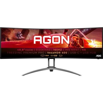AOC Gaming AG493UCX - AGON Series - LED-monitor - spelen - gebogen - 49" - 5120 x 1440 Dual Quad HD @ 120 Hz - VA - 550 cd/m² - 3000:1 - DisplayHDR 400 - 1 ms - 3xHDMI, DisplayPort, USB-C - luidsprekers - zwart, zilver AOC Gaming AG493UCX - AGON Series - LED-monitor - spelen - gebogen - 49" - 5120 x 1440 Dual Quad HD @ 120 Hz - VA - 550 cd/m² - 3000:1 - DisplayHDR 400 - 1 ms - 3xHDMI, DisplayPort, USB-C - luidsprekers - zwart, zilver