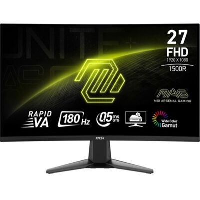 MSI MAG 27C6F - LED-monitor - spelen - gebogen - 27" - 1920 x 1080 Full HD (1080p) @ 180 Hz - Rapid VA - 250 cd/m² - 3000:1 - 0.5 ms - 2xHDMI, DisplayPort MSI MAG 27C6F - LED-monitor - spelen - gebogen - 27" - 1920 x 1080 Full HD (1080p) @ 180 Hz - Rapid VA - 250 cd/m² - 3000:1 - 0.5 ms - 2xHDMI, DisplayPort