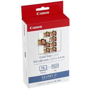 Canon KC-18IL - 17.3 x 22 mm printcartridge / papierpakket - voor Canon SELPHY CP1000, CP1200, CP1300, CP1500, CP530, CP790, CP800, CP820, CP900, CP910 Canon KC-18IL - 17.3 x 22 mm printcartridge / papierpakket - voor Canon SELPHY CP1000, CP1200, CP1300, CP1500, CP530, CP790, CP800, CP820, CP900, CP910