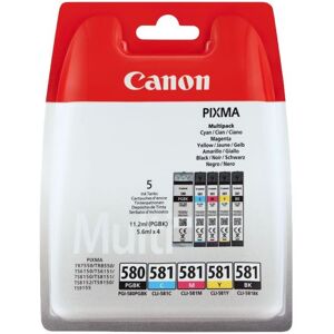 Pack inktpatronen Canon PGI-580 PGBK/CLI-581 CMYBK Multipack - Cyaan, Magenta, Yellow, Zwart (+XL) - voor PIXMA TS6251, TS6350, TS6351, TS705, TS8252, TS8350, TS8351, TS8352, TS9550, TS9551 Pack inktpatronen Canon PGI-580 PGBK/CLI-581 CMYBK Multipack - Cyaan, Magenta, Yellow, Zwart (+XL) - voor PIXMA TS6251, TS6350, TS6351, TS705, TS8252, TS8350, TS8351, TS8352, TS9550, TS9551