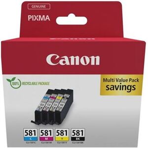 Canon Inktcartridgepakket CLI-581 Cyaan Magenta Geel en Zwart SEC Canon Inktcartridgepakket CLI-581 Cyaan Magenta Geel en Zwart SEC