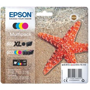 Set inktpatronen Epson Zeesterren zwart XL+Cyaan, Magenta en Yellow Set inktpatronen Epson Zeesterren zwart XL+Cyaan, Magenta en Yellow