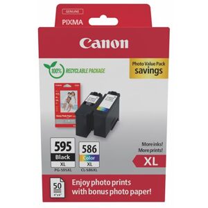 Canon Pakket met 2 inktcartridges PG-595XL en CL-586XL + 50 vellen GP501 10x15 Canon Pakket met 2 inktcartridges PG-595XL en CL-586XL + 50 vellen GP501 10x15