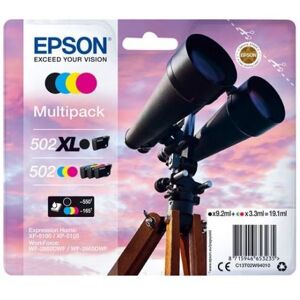 Epson 502/502XL Multipack - 4 - 19.1 ml - zwart, geel, cyaan, magenta - origineel - blister - inktcartridge - voor Expression Home XP-5100, XP-5150; WorkForce WF-2860, WF-2865DWF, WF-2880DWF, WF-2885DWF Epson 502/502XL Multipack - 4 - 19.1 ml - zwart, geel, cyaan, magenta - origineel - blister - inktcartridge - voor Expression Home XP-5100, XP-5150; WorkForce WF-2860, WF-2865DWF, WF-2880DWF, WF-2885DWF