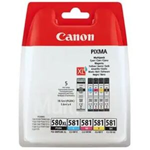 Set van 5 Canon PK PGI580XL + CLI581 inktcartridges Set van 5 Canon PK PGI580XL + CLI581 inktcartridges
