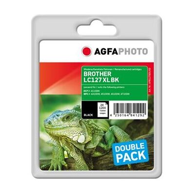 AgfaPhoto Multi pack - 2 - zwart - compatibel - inktcartridge (alternatief voor: Brother LC127XLBKBP2) - voor Brother DCP-J4110DW AgfaPhoto Multi pack - 2 - zwart - compatibel - inktcartridge (alternatief voor: Brother LC127XLBKBP2) - voor Brother DCP-J4110DW
