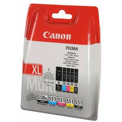 Multipack inktpatronen - Canon PGI-550/CLI-551 PGBK/BK/C/M/Y (Zwart, Yellow, Cyaan, Magenta) Multipack inktpatronen - Canon PGI-550/CLI-551 PGBK/BK/C/M/Y (Zwart, Yellow, Cyaan, Magenta)