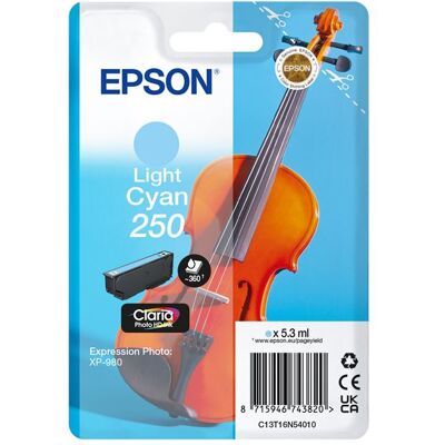 Epson 250 - Lichtcyaan - Origineel - Blisterverpakking Met Rf / Akoestisch Alarm - Inktcartridge - Voor P/n: C11cl95401, C11cl95402 Epson 250 - Lichtcyaan - Origineel - Blisterverpakking Met Rf / Akoestisch Alarm - Inktcartridge - Voor P/n: C11cl95401, C11cl95402
