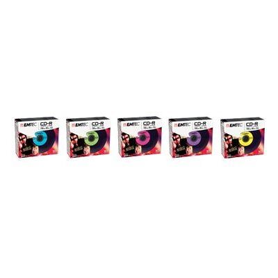 EMTEC Vinyl Look - 10 x CD-R - 700 MB (80 min.) 52x - blauw, groen, roze, geel, paars - slim jewel case EMTEC Vinyl Look - 10 x CD-R - 700 MB (80 min.) 52x - blauw, groen, roze, geel, paars - slim jewel case