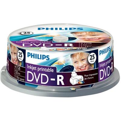 Philips - 25 x DVD-R - 4.7 GB 16x - printbaar oppervlak - spindel Philips - 25 x DVD-R - 4.7 GB 16x - printbaar oppervlak - spindel