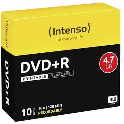 Intenso - 10 x DVD+R - 4.7 GB 16x - inkjet-bedrukbaar oppervlak - slim jewel case Intenso - 10 x DVD+R - 4.7 GB 16x - inkjet-bedrukbaar oppervlak - slim jewel case