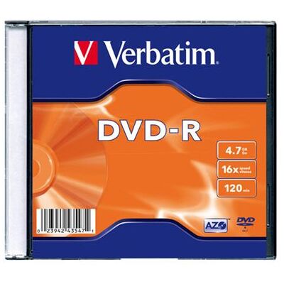 Verbatim - DVD-R - 4.7 GB 16x - mat zilver - slim jewel case Verbatim - DVD-R - 4.7 GB 16x - mat zilver - slim jewel case
