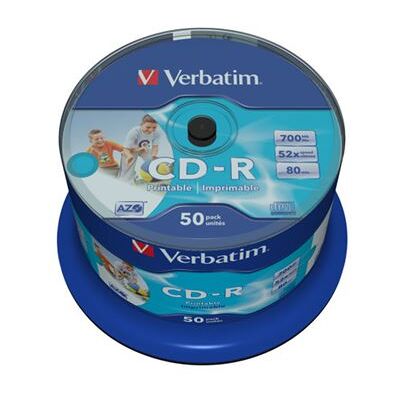 Verbatim DataLifePlus - 50 x CD-R - 700 MB 52x - breed bedrukbaar oppervlak - spindel Verbatim DataLifePlus - 50 x CD-R - 700 MB 52x - breed bedrukbaar oppervlak - spindel