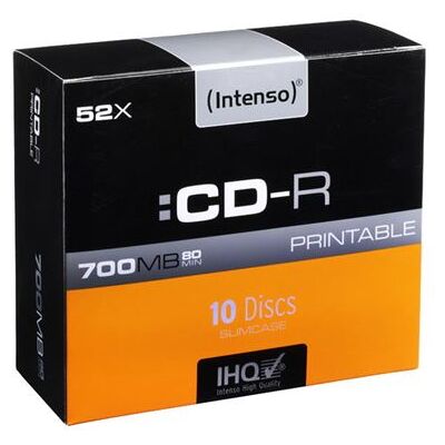 Intenso - 10 x CD-R - 700 MB (80 min.) 52x - inkjet-bedrukbaar oppervlak - slim jewel case Intenso - 10 x CD-R - 700 MB (80 min.) 52x - inkjet-bedrukbaar oppervlak - slim jewel case