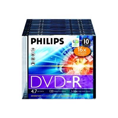 Philips DM4S6S10F - 10 x DVD-R - 4.7 GB (120 min.) 16x - slim jewel case Philips DM4S6S10F - 10 x DVD-R - 4.7 GB (120 min.) 16x - slim jewel case
