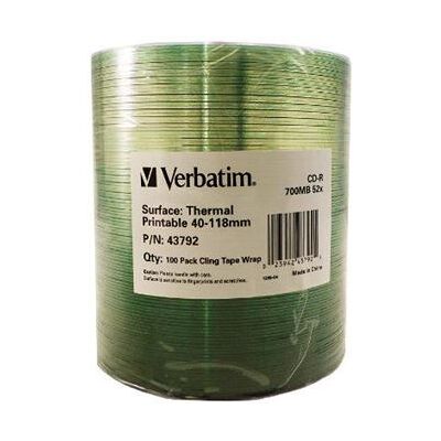 Verbatim - 100 x CD-R - 700 MB 52x - wit - breed thermisch bedrukbaar oppervlak - Brick Verbatim - 100 x CD-R - 700 MB 52x - wit - breed thermisch bedrukbaar oppervlak - Brick