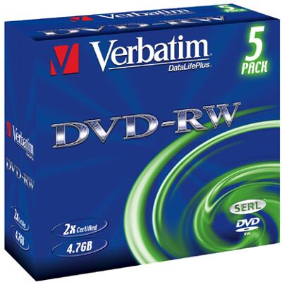Verbatim DataLifePlus - 5 x DVD-RW - 4.7 GB 4x - jewel case Verbatim DataLifePlus - 5 x DVD-RW - 4.7 GB 4x - jewel case