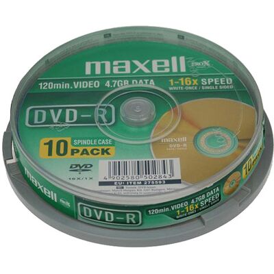 Maxell - 10 x DVD-R - 4.7 GB 8x - spindel Maxell - 10 x DVD-R - 4.7 GB 8x - spindel