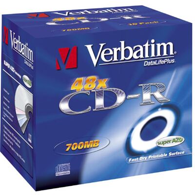 Verbatim - 10 x CD-R - 700 MB (80 min.) 52x - inkjet-bedrukbaar oppervlak, breed bedrukbaar oppervlak - jewel case Verbatim - 10 x CD-R - 700 MB (80 min.) 52x - inkjet-bedrukbaar oppervlak, breed bedrukbaar oppervlak - jewel case