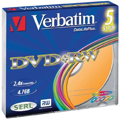 Verbatim - DVD+RW x 5 - 4.7 GB - Gekleurde discs Verbatim - DVD+RW x 5 - 4.7 GB - Gekleurde discs
