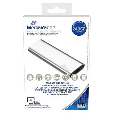MediaRange MR1101 - SSD - 240 GB - extern (draagbaar) - M.2 - USB 3.2 Gen 2 (USB-C aansluiting) - zilver MediaRange MR1101 - SSD - 240 GB - extern (draagbaar) - M.2 - USB 3.2 Gen 2 (USB-C aansluiting) - zilver