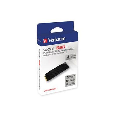 Verbatim Vi7000G - SSD - 2 TB - intern - M.2 2280 - PCIe 4.0 x4 (NVMe) - geïntegreerde warmteafvoer - voor Sony PlayStation 5 Verbatim Vi7000G - SSD - 2 TB - intern - M.2 2280 - PCIe 4.0 x4 (NVMe) - geïntegreerde warmteafvoer - voor Sony PlayStation 5