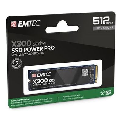 EMTEC Power Pro X300 - SSD - 512 GB - intern - M.2 2280 - PCIe 3.0 x4 (NVMe) EMTEC Power Pro X300 - SSD - 512 GB - intern - M.2 2280 - PCIe 3.0 x4 (NVMe)