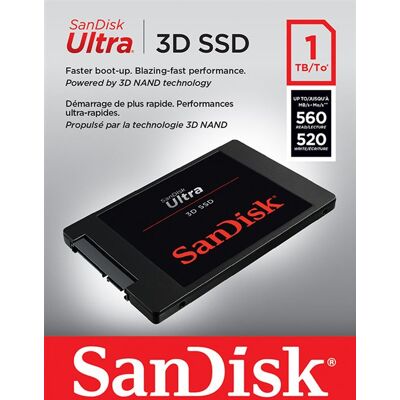 SanDisk Interne SSD-schijf Ultra 3D 1 TB Zwart + Rescu Pro SanDisk Interne SSD-schijf Ultra 3D 1 TB Zwart + Rescu Pro