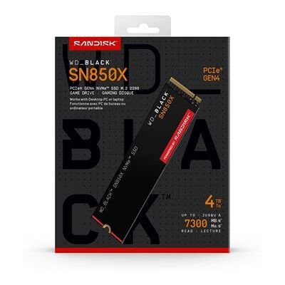 Sandisk WD_BLACK SN850X NVMe SSD WDBB9G0040BNC - SSD - 4 TB - intern - M.2 2280 - PCIe 4.0 (NVMe) - zwart Sandisk WD_BLACK SN850X NVMe SSD WDBB9G0040BNC - SSD - 4 TB - intern - M.2 2280 - PCIe 4.0 (NVMe) - zwart