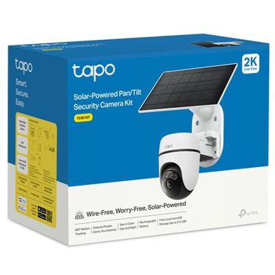 TP-Link Tapo TC90 KIT V1 - Solar-Powered Security Camera Kit - netwerkbewakingscamera - pan / tilt - openlucht - stofbestendig / weerbestendig - kleur (Dag en nacht) - 3 MP - 2304 x 1296 - 2K - vastgesteld brandpunt - audio - draadloos - Wi-Fi - 2.4GHz ra TP-Link Tapo TC90 KIT V1 - Solar-Powered Security Camera Kit - netwerkbewakingscamera - pan / tilt - openlucht - stofbestendig / weerbestendig - kleur (Dag en nacht) - 3 MP - 2304 x 1296 - 2K - vastgesteld brandpunt - audio - draadloos - Wi-Fi - 2.4GHz ra