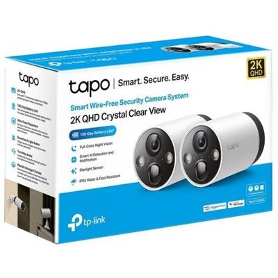 TP-Link Tapo Set van 2 bewakingscamera's C420S2 voor binnen en buiten Wit + verbindingshub TP-Link Tapo Set van 2 bewakingscamera's C420S2 voor binnen en buiten Wit + verbindingshub
