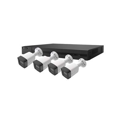 Ezviz Set van 4 verbonden bewakingscamera's H3K PoE 4K voor buiten Wit en Zwart + NVR X5K Ezviz Set van 4 verbonden bewakingscamera's H3K PoE 4K voor buiten Wit en Zwart + NVR X5K