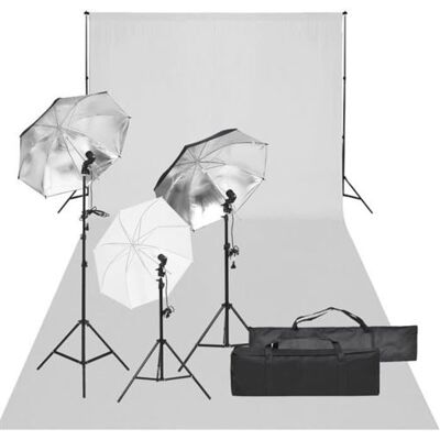 vidaXL Kit de Studio Photo avec Éclairage et Toile de Fond Lumière de Photographie Système de Fond Kit de Support de Fond Sac de Transport vidaXL Kit de Studio Photo avec Éclairage et Toile de Fond Lumière de Photographie Système de Fond Kit de Support de Fond Sac de Transport