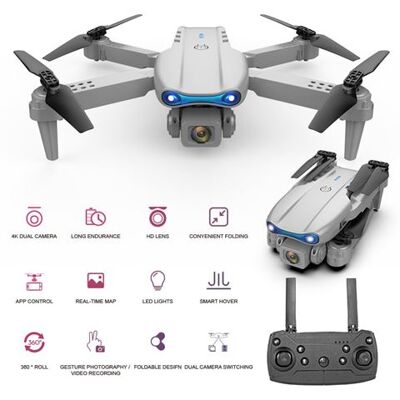 Drone met afstandsbediening en 4K dubbele camera Levensduur batterij: 15 Min Grijs SZSMART Drone met afstandsbediening en 4K dubbele camera Levensduur batterij: 15 Min Grijs SZSMART