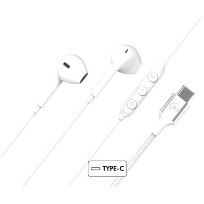 Force Play KP Bedrade Hoofdtelefoon USB-C Knop Wit Force Play KP Bedrade Hoofdtelefoon USB-C Knop Wit